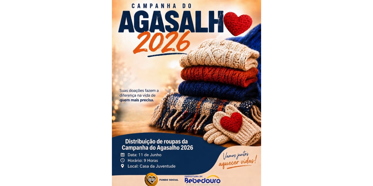 Distribuição da Campanha do Agasalho 2026 acontece na Casa da Juventude