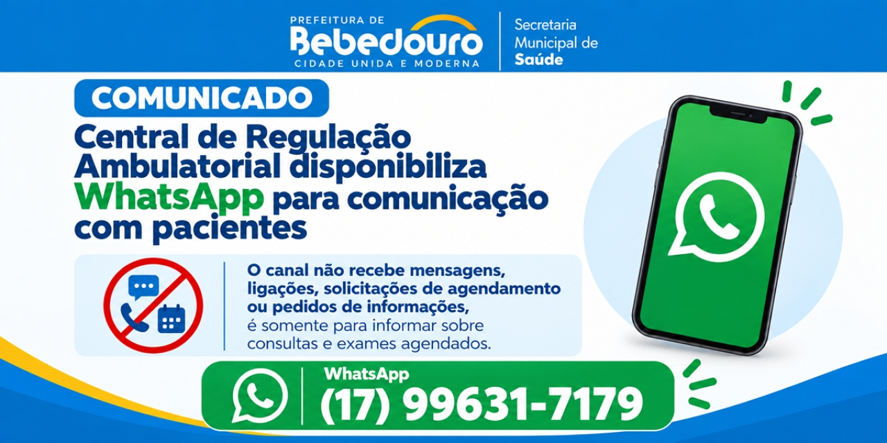Central de Regulação Ambulatorial disponibiliza WhatsApp para comunicação com pacientes