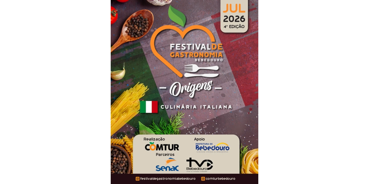 Bebedouro realizará a 4ª edição do Festival de Gastronomia com tema inspirado na culinária italiana