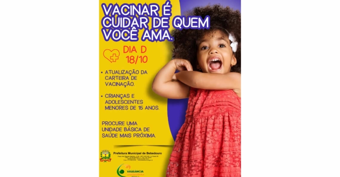 Dia D da Campanha de Multivacinação acontece em Bebedouro neste sábado (18/10)
