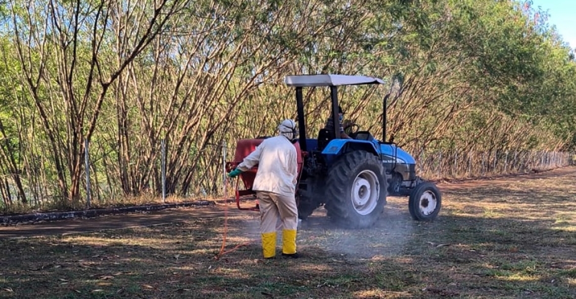 Prefeitura realiza tratamento químico semanalmente para controle de carrapatos e instala placas informativas
