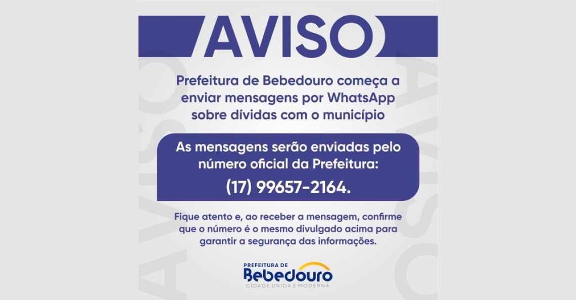 Prefeitura de Bebedouro oferece novo canal de orientações sobre dívidas por WhatsApp