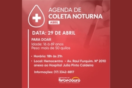 Hemocentro de Bebedouro realizará coleta noturna (29/04)