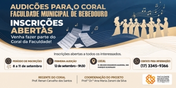 Faculdade Municipal de Bebedouro abre inscrições para audições do Coral