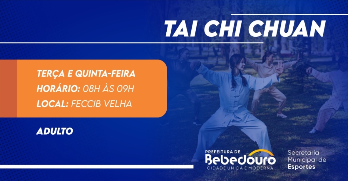 Tai Chi Chuan é oferecido gratuitamente pela Secretaria de Esportes