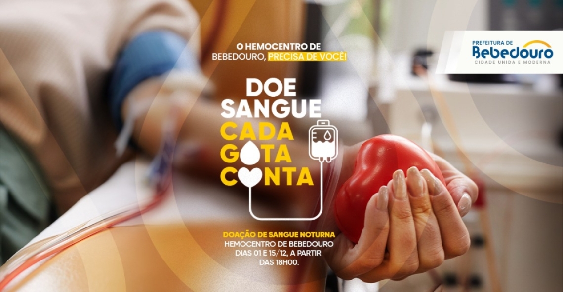 Hemocentro realizará coleta noturna em dezembro