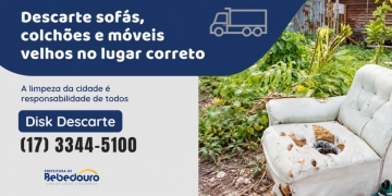 Prefeitura recolhe sofás, colchões e móveis velhos pelo Disk Descarte